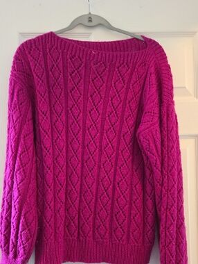 Women's Fuchsia Cable Knit Sweater